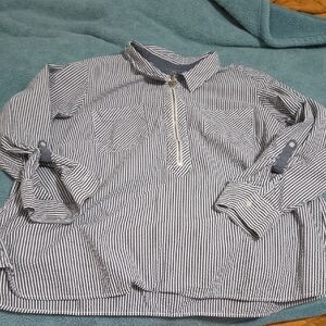 Tommy Hilfiger Kids Striped Button Down Shirt - Navy and White